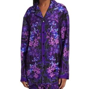 SHIRT ONLY Versace Floral-Printed Silk Pajama Top Size 1/XS NWT Retails $1675